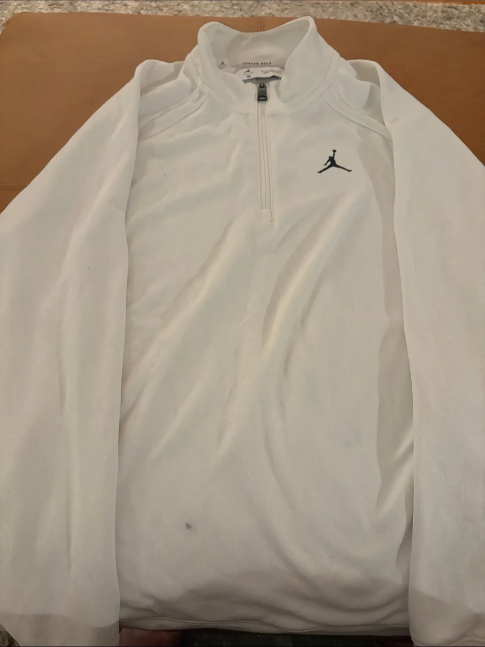 Jordan White Quarter-Zip Performance Pullover with Black Jumpman